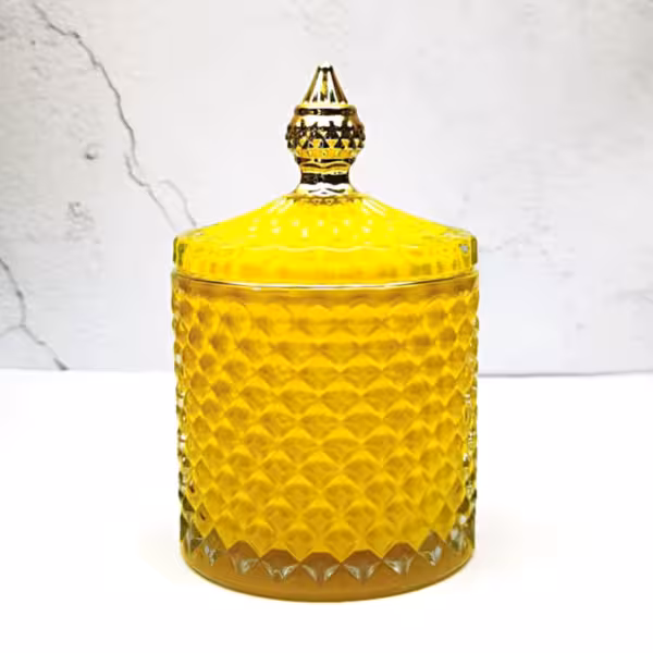 Küünlaklaas kaanega kollane 300 ml